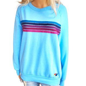 Aviator Nation 5 Stripe Crew Sweatshirt Size Small